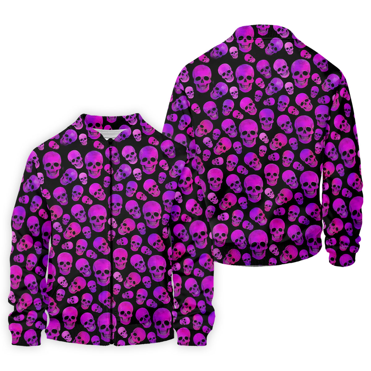 Purple Skull Gothic Pattern Hawaiian Golf Shirt, Mens Golf Polo, Printed Golf Shirts