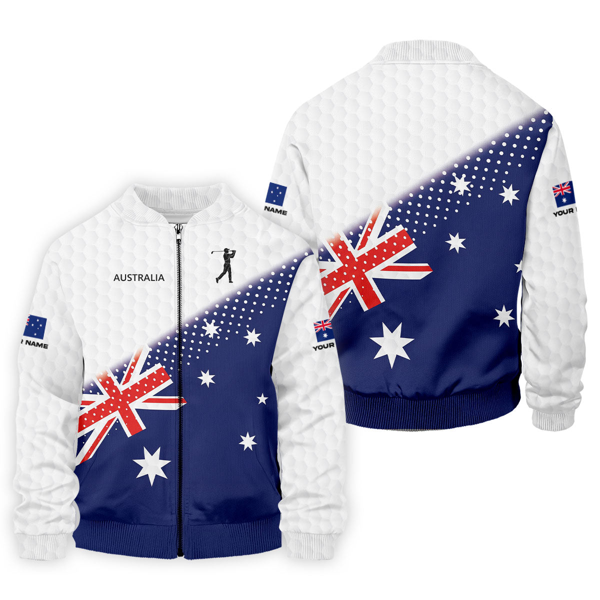 Golf Ball Pattern Australia Flag Print Men's Golf Top, Polo Shirts For Men, Golf Shirts For Men