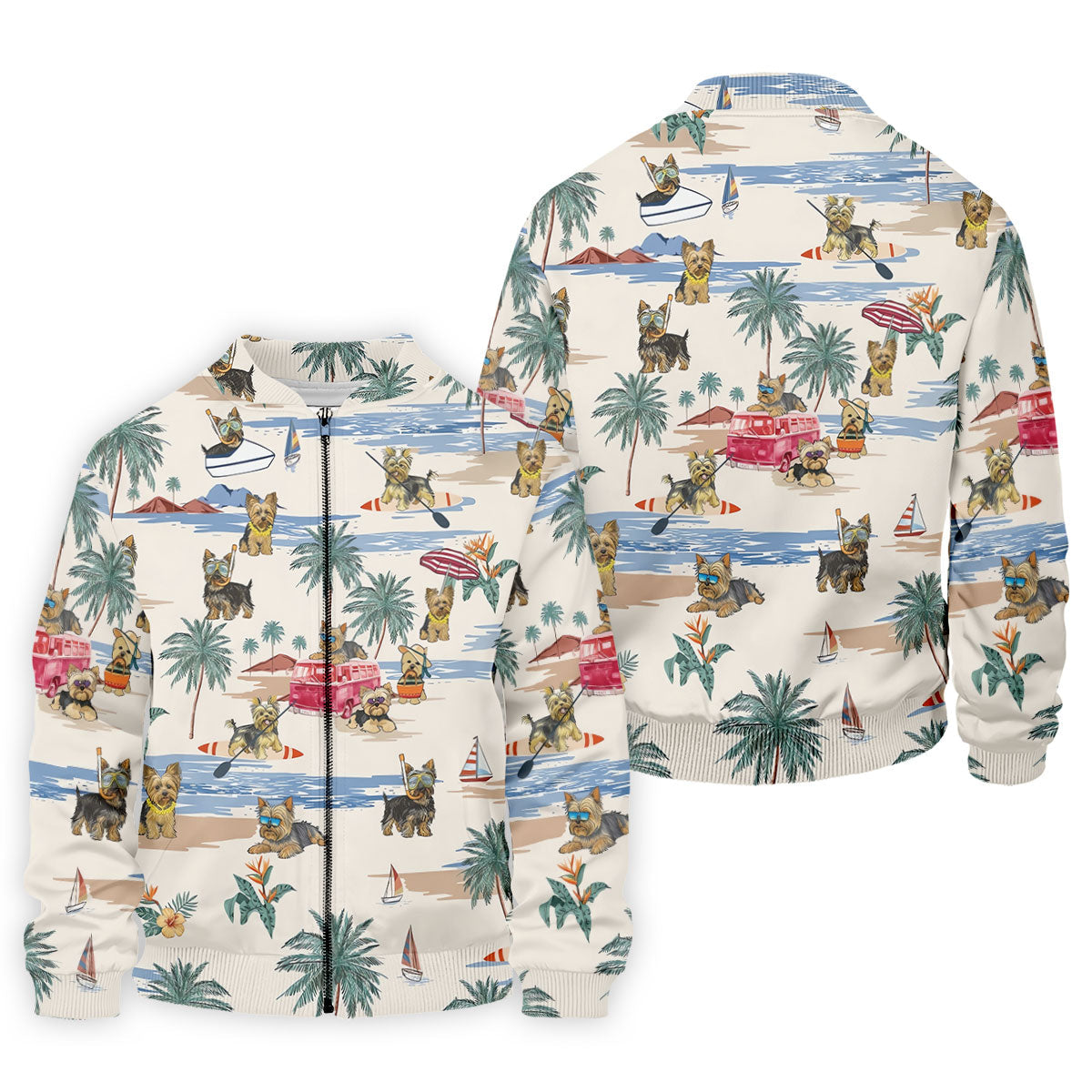 Cute Yorkshire Terrier Beach Vacation Golf Polo Shirt, Hawaiian Golf Shirt, Golf Shirts For Men