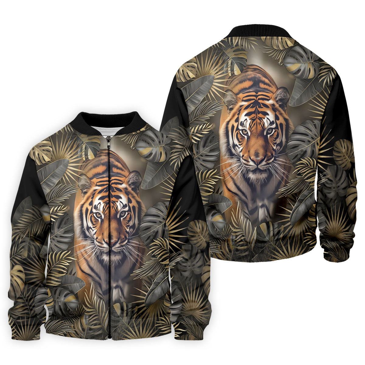 Majestic Tiger Tropical Golf Polo Shirt, Men's Golf Shirt, Golf Polo Shirts For Men