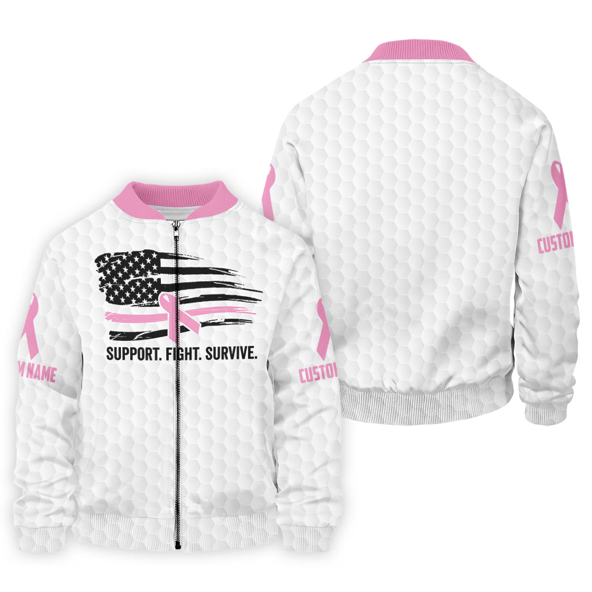 Custom Support Fight Survive Breast Cancer Polo Shirt, Men's Golf Shirt, Mens Golf Apparel