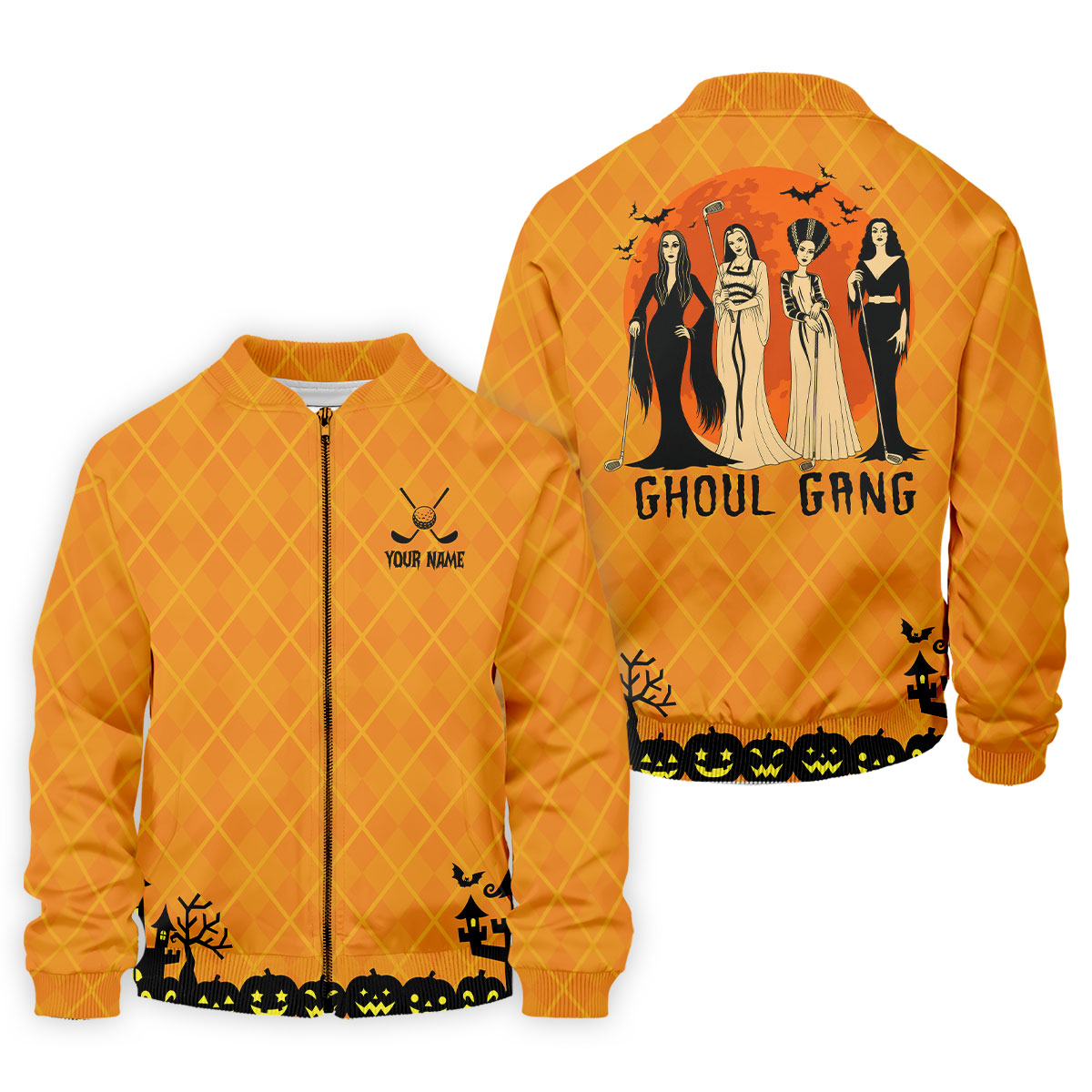 Custom Ghoul Gang Horror Character Halloween Polo Shirt, Men's Golf Shirt, Mens Golf Polo
