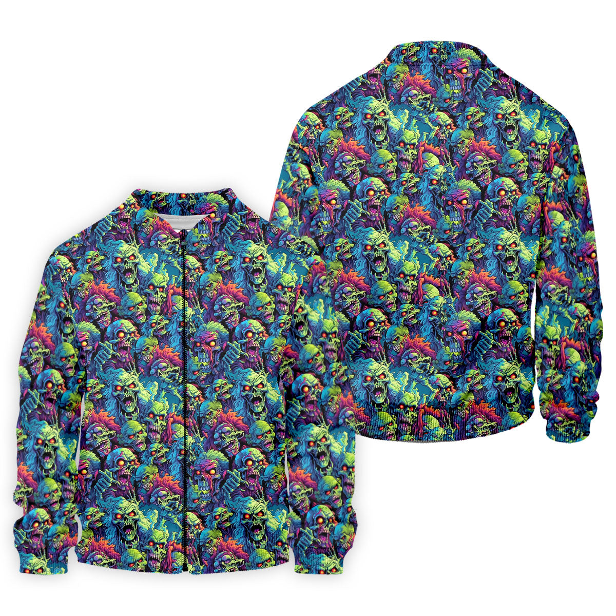 Colorful Zombie Head Pattern Halloween Golf Polo Shirt, Mens Golf Polo, Golf Shirts For Men
