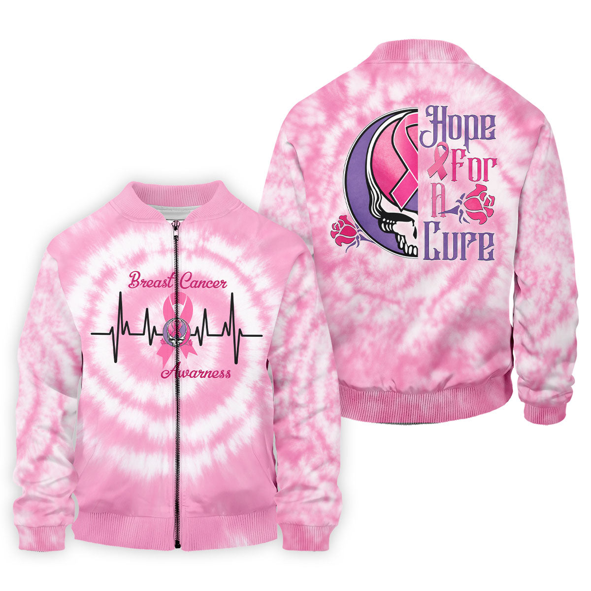 Hope For A Cure Tie Dye Skull Breast Cancer Polo Shirt, Mens Golf Polo, Printed Golf Shirts