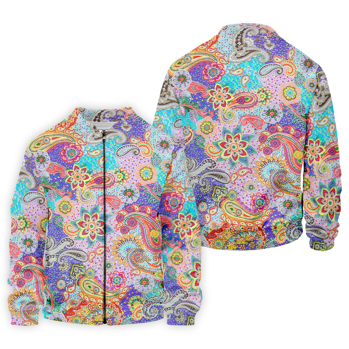 Vibrant Paisley Floral Patchwork Golf Polo Shirt, Hawaiian Golf Shirt, Mens Golf Polo