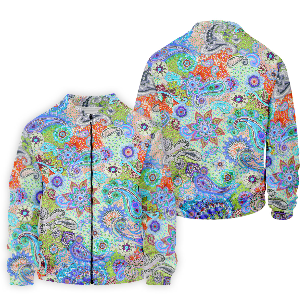 Colorful Boho Paisley Floral Pattern Golf Polo, Hawaiian Golf Shirt, Golf Apparel For Men