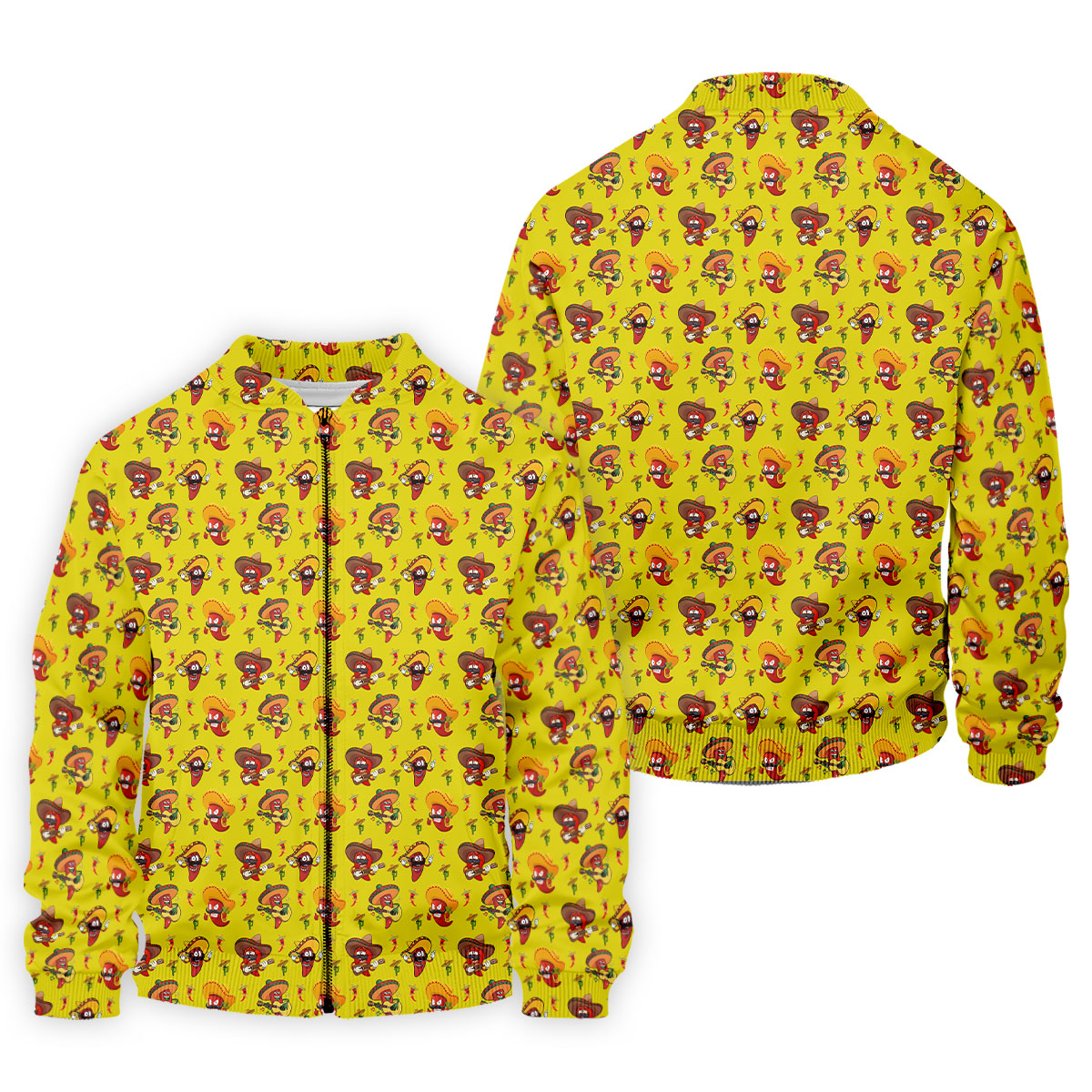 Cartoon Chili Pepper Mexican Sombrero Cinco De Mayo Celebration Fiesta Themed Golf Shirts For Men