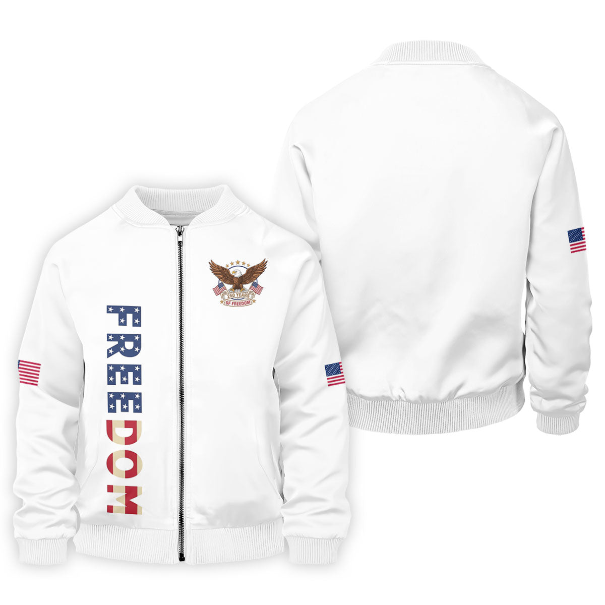 250 Years Of Freedom US Flag Logo White Golf Shirt, Patriotic 4th Of July Golf Shirts For Men