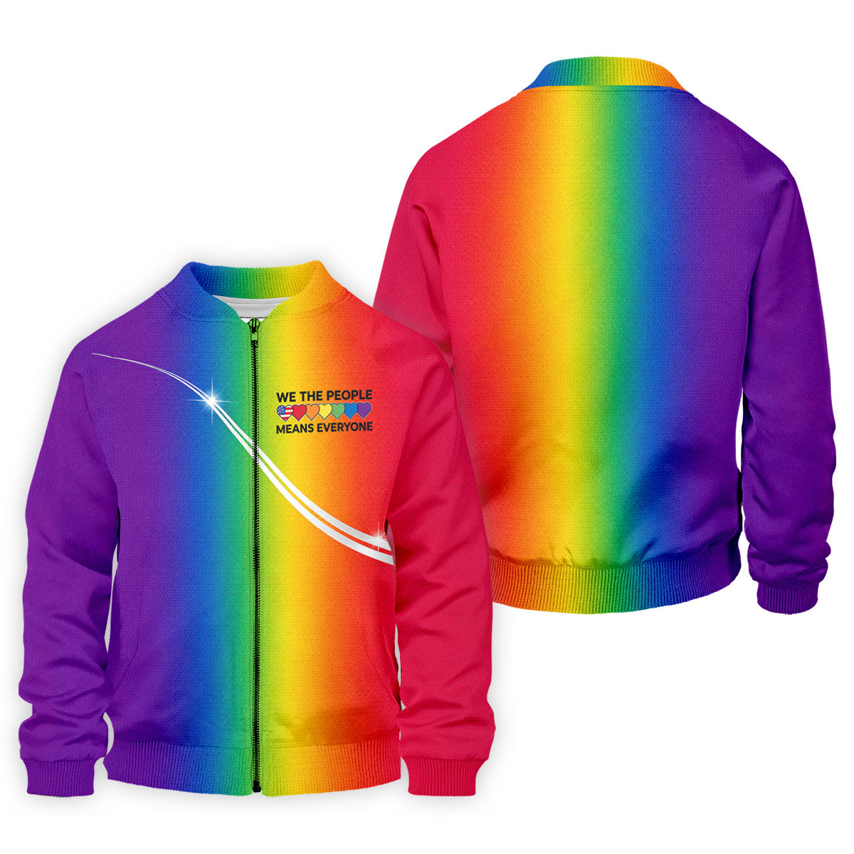 We The People Means Everyone LGBT Rainbow Gradient Golf Tops For Men, Pride Month Golf Shirts For Men