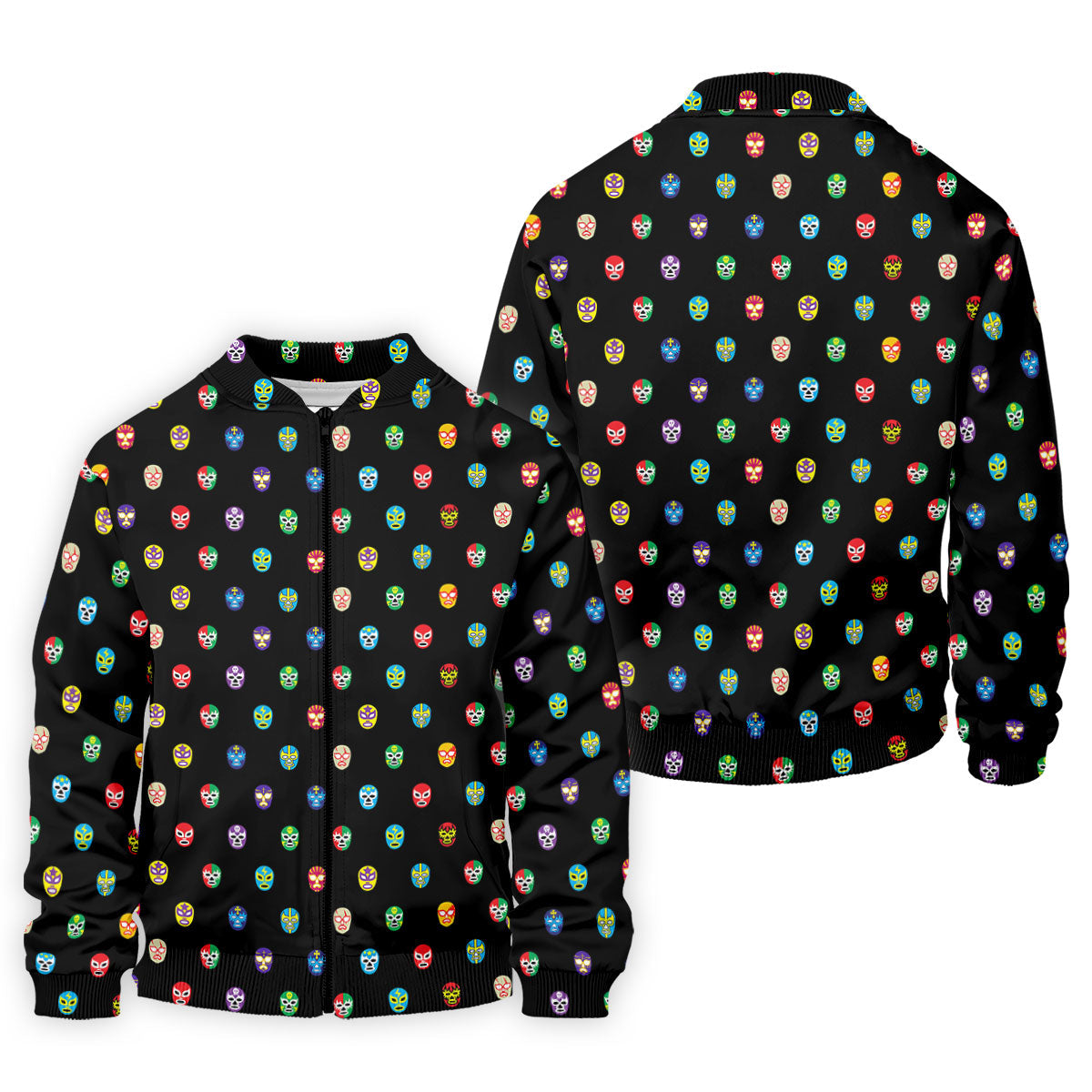 Colorful Retro Mask Print Golf Polo Shirt, Golf Shirts For Men, Printed Golf Shirts