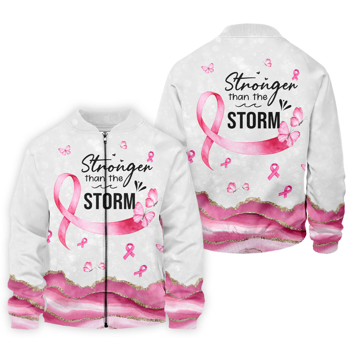 Stronger Than The Storm Breast Cancer Polo Shirt, Men's Golf Shirt, Printed Golf Shirts