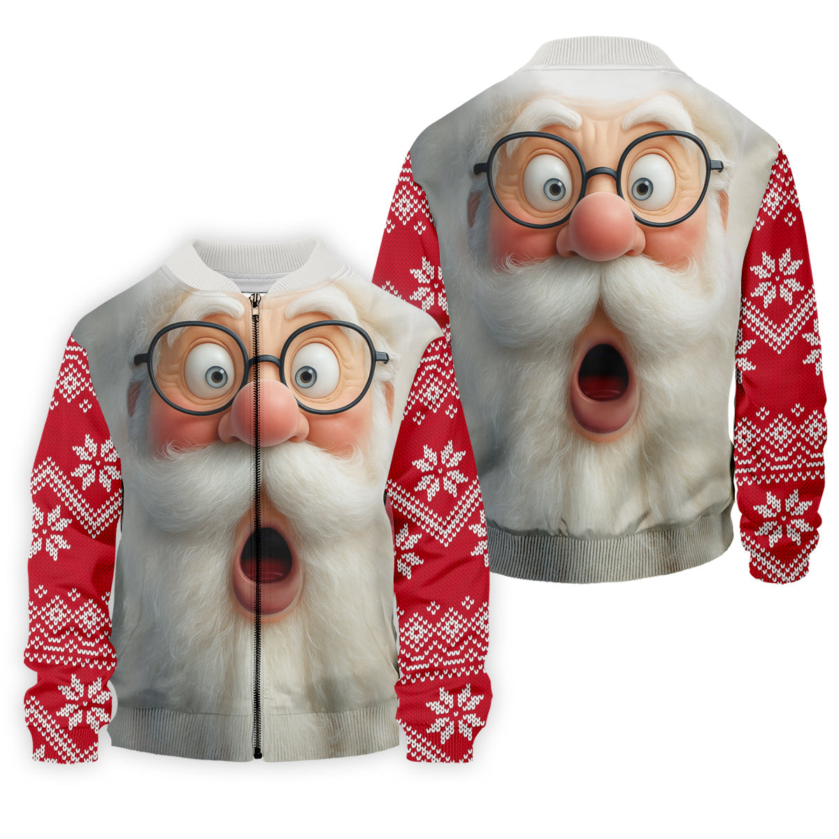 Surprised Funny Santa Claus Face Men's Golf Polo Shirts, Christmas Golf Shirt, Golf Gift For Men