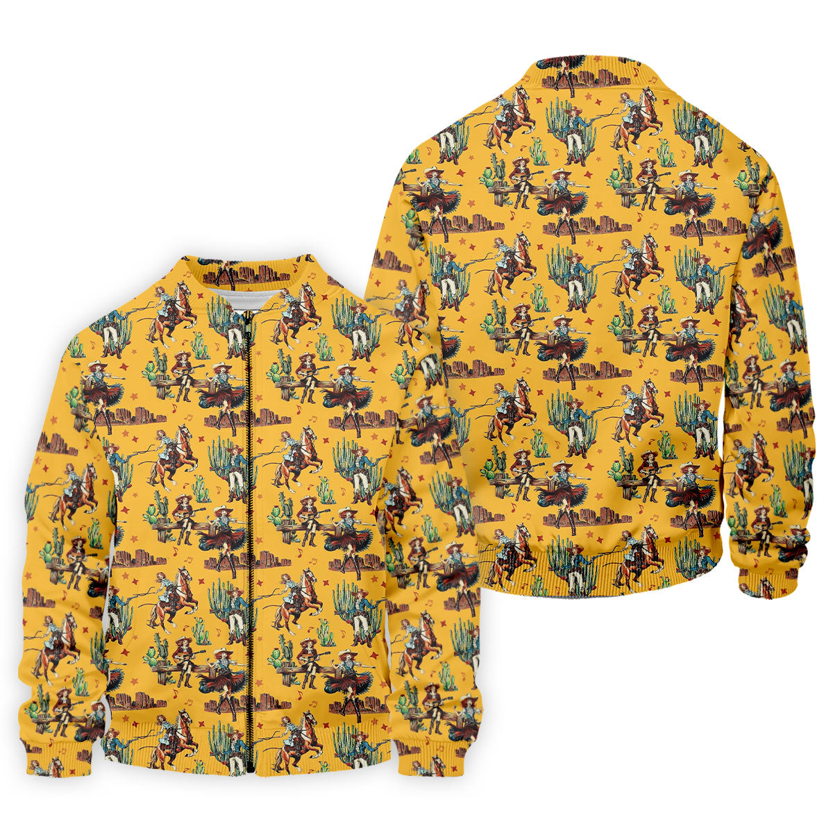 Yellow Cowboy Rodeo Desert Western Hawaiian Golf Shirt, Men's Golf Shirt, Golf Polo Shirts For Men