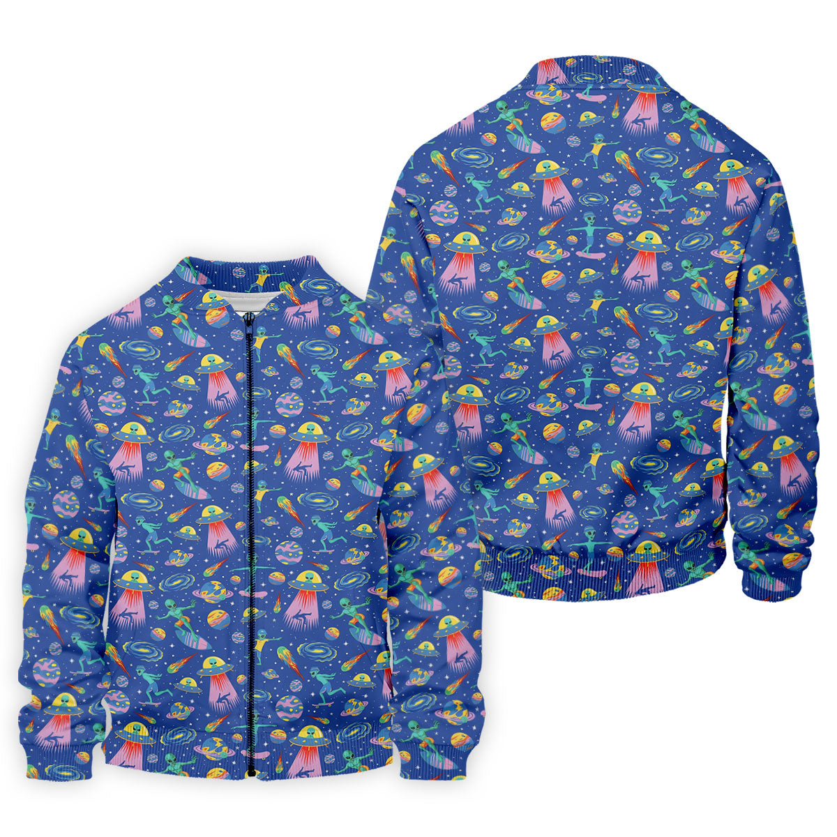 Surfing Alien Space Galaxy Hawaiian Golf Shirt, Hawaiian Golf Shirt, Golf Shirts For Men