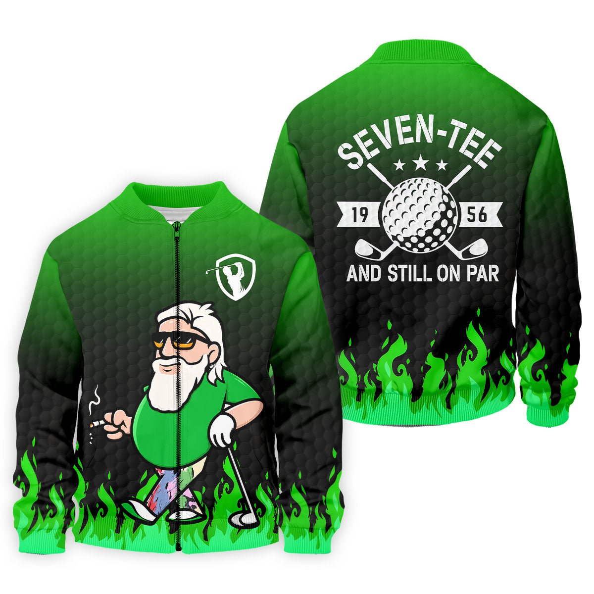 Cool Bearded Golfer Cartoon Men's Golf Shirt, Golf Polo Shirts For Men, Printed Golf Shirts