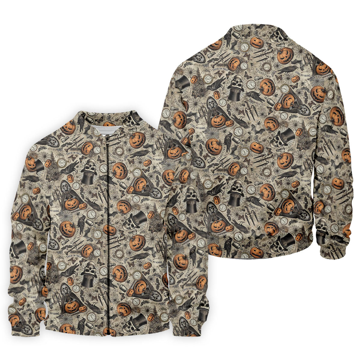 Vintage Pumpkin Skull Halloween Golf Shirt, Golf Shirts For Men, Golf Apparel For Men