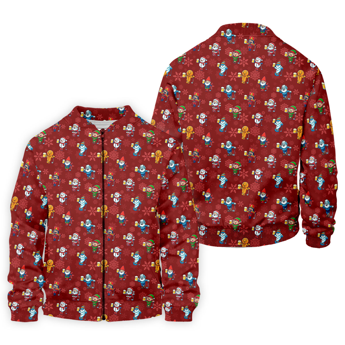Christmas Characters Golf And Beer Red Men's Funny Golf Shirts, Christmas Golf Shirt, Polo Shirts For Men