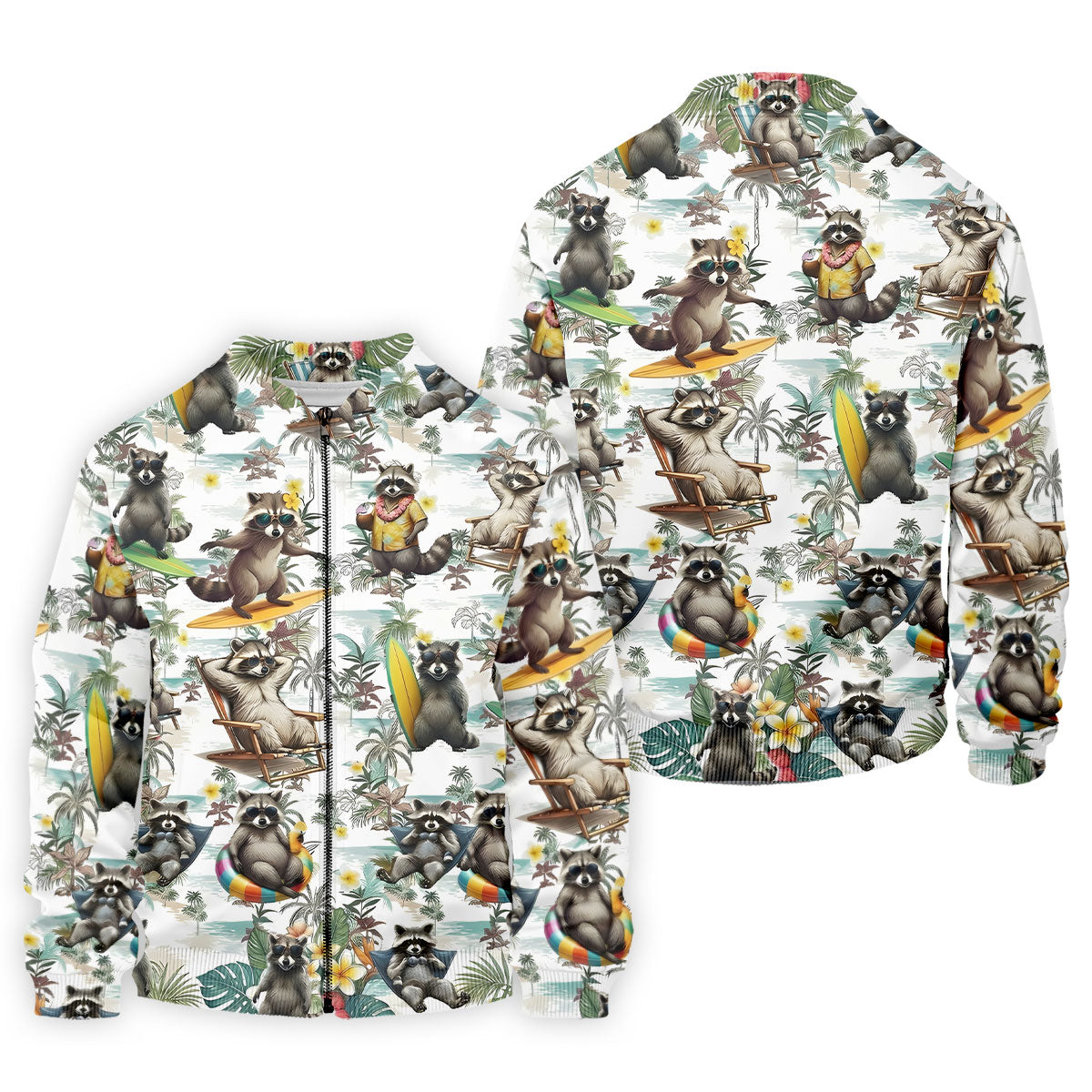Raccoon Beach Vacation Hawaiian Shirt, Hawaiian Shirt For Men, Tropical Button Up Shirt