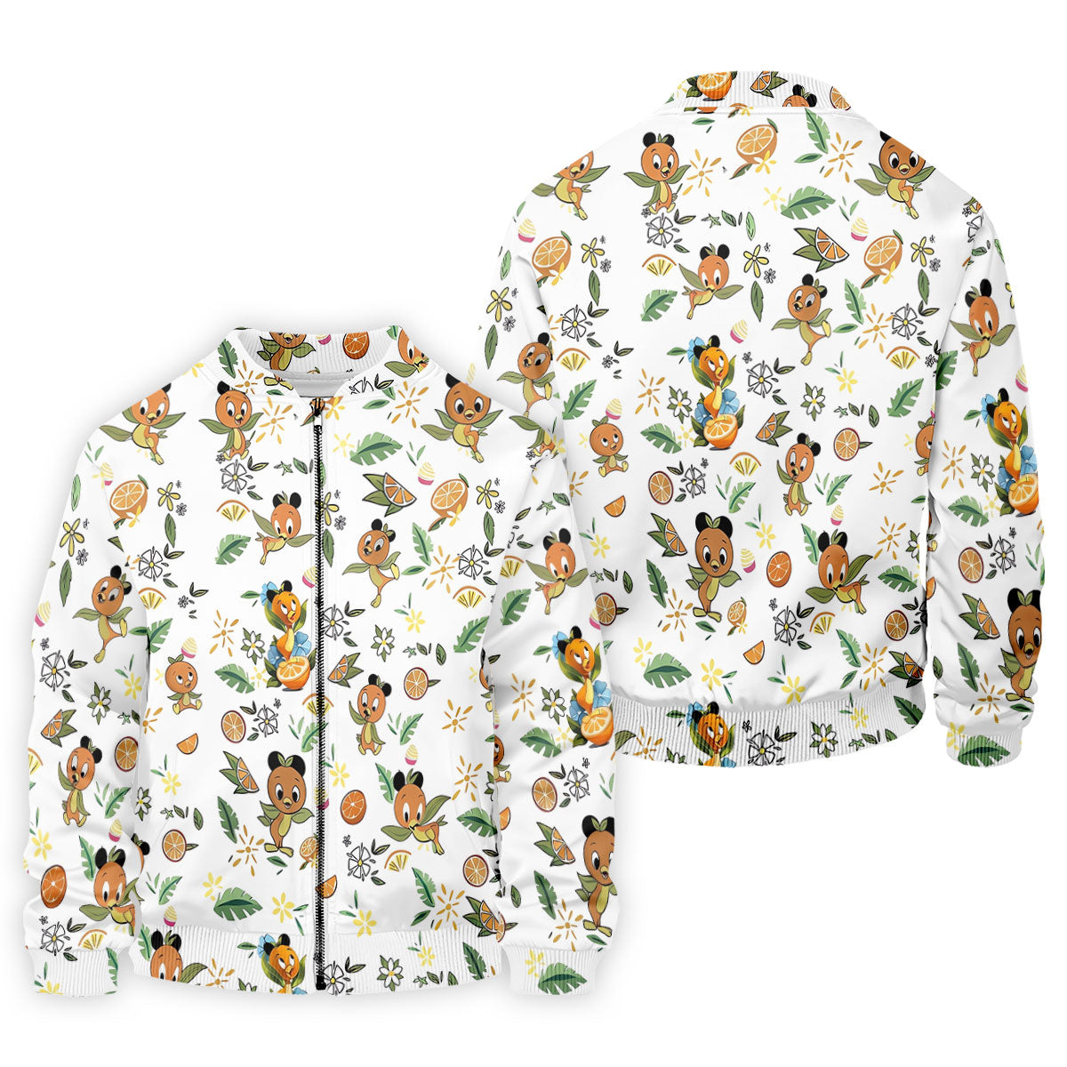 Orange Bird Floral Citrus Golf Polo Shirt, Printed Golf Shirts, Hawaiian Golf Shirt