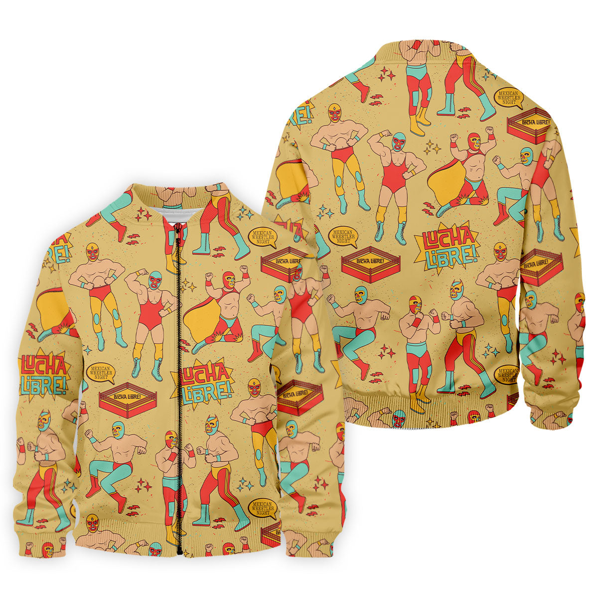 Yellow Lucha Libre Mexican Wrestler Pattern Golf Shirt, Hawaiian Golf Shirt, Mens Golf Shirts
