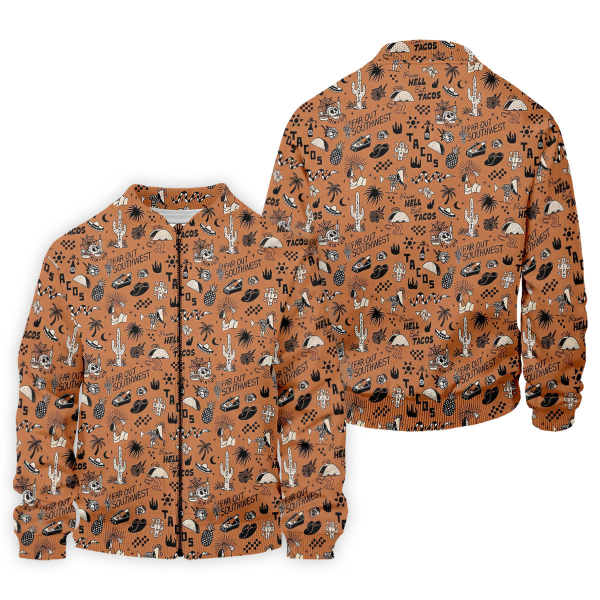 Southwest Desert Taco Skull Pattern Hawaiian Golf Shirt, Golf Tops For Women, Performance Golf Shirt
