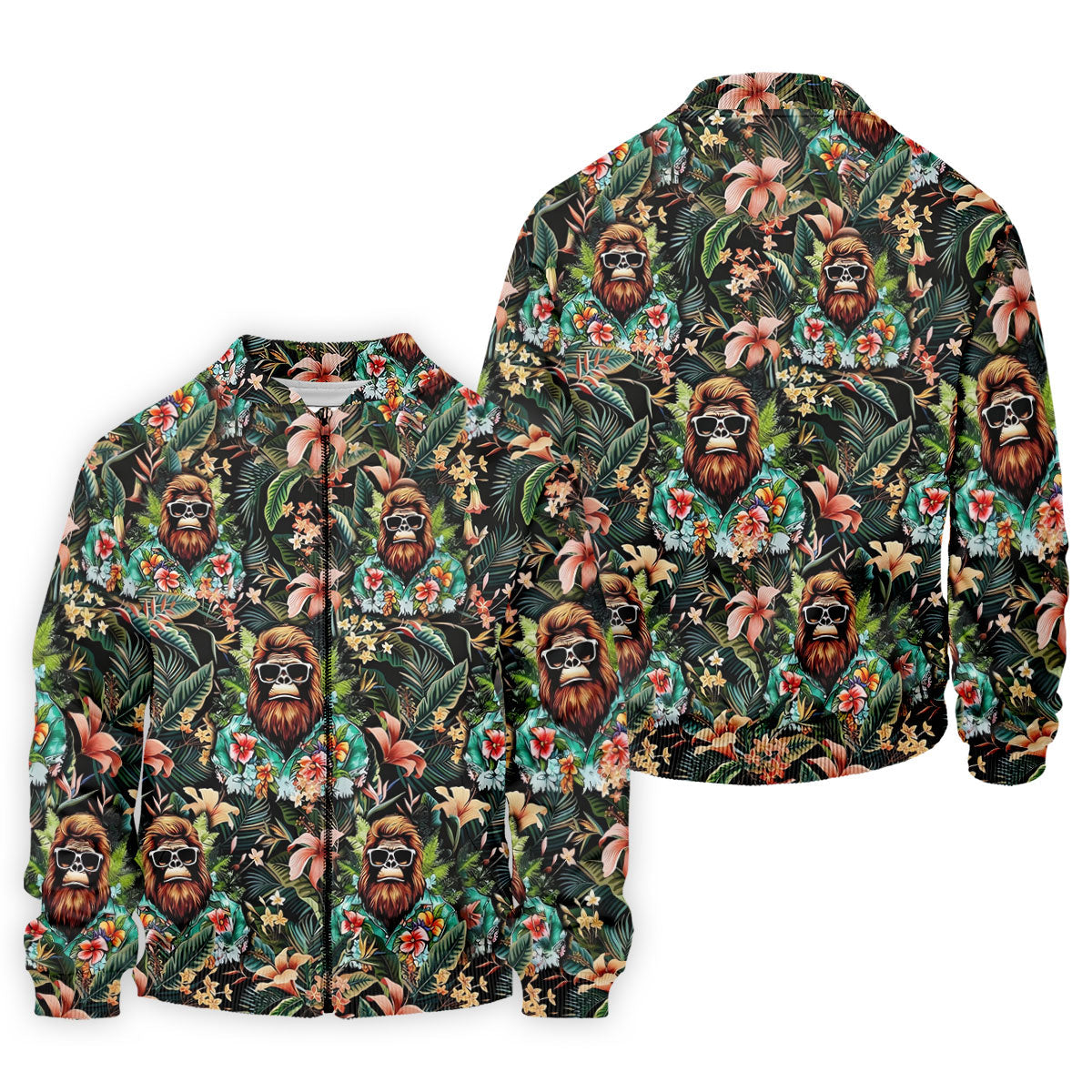 Bigfoot Hawaiian Tropical Golf Shirt, Funny Sasquatch Golf Shirts For Men