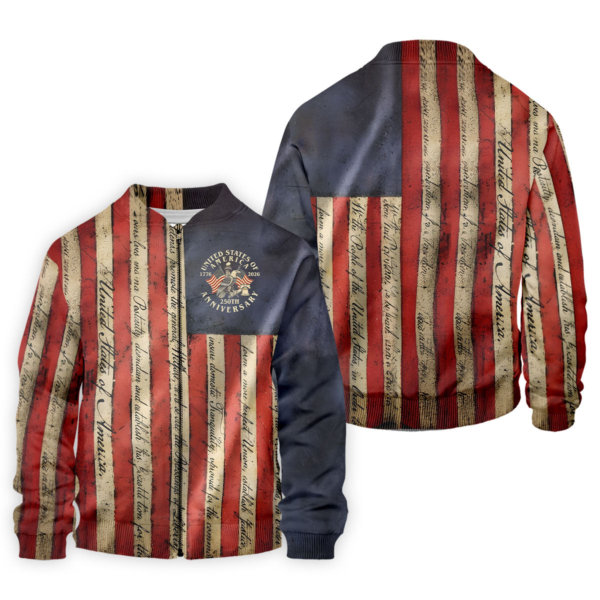 USA 250th Anniversary Distressed Flag Patriotic Golf Shirt, 4th Of July Golf Shirts For Men