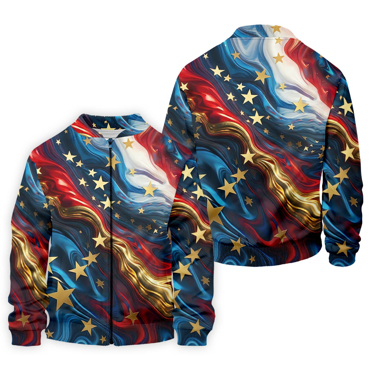 Abstract American Flag Stars Golf Polo Shirt, Mens Golf Shirts, Hawaiian Golf Shirt