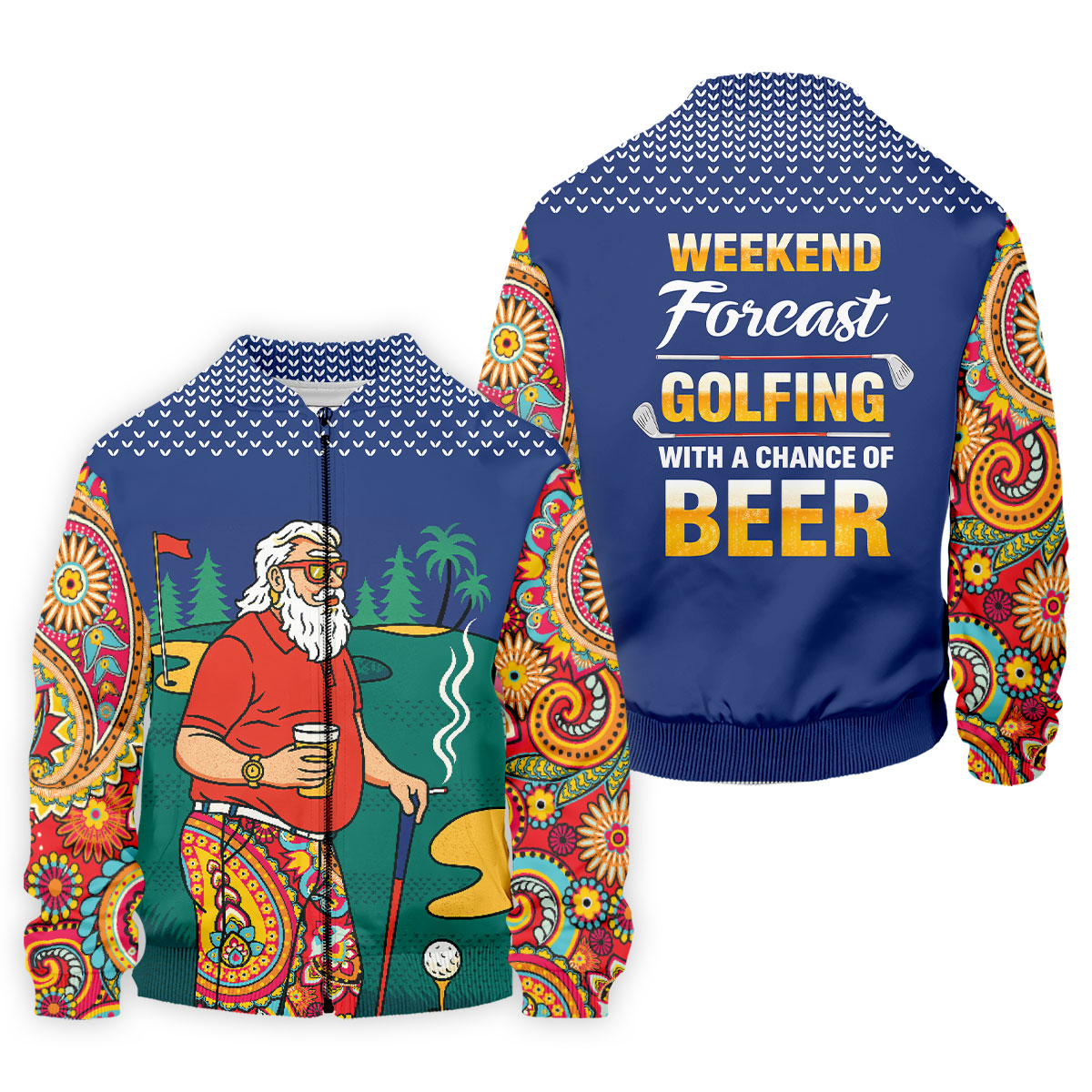 Funny Bearded Golfer Beer Lover Hawaiian Golf Shirt, Hawaiian Golf Shirt, Printed Golf Shirts