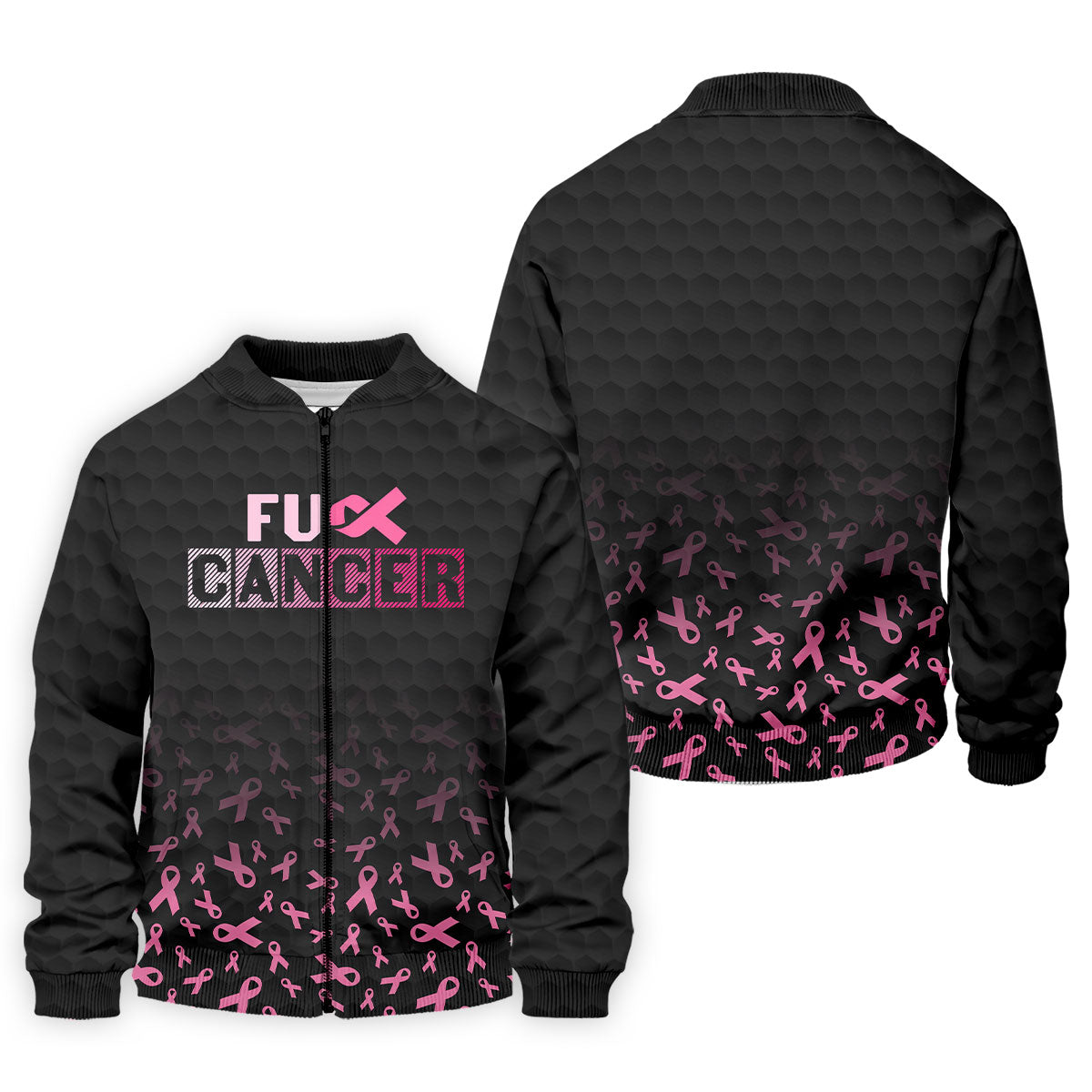 Fuck Cancer Black Pink Ribbon Breast Cancer Polo Shirt, Men's Golf Shirt, Mens Golf Polo