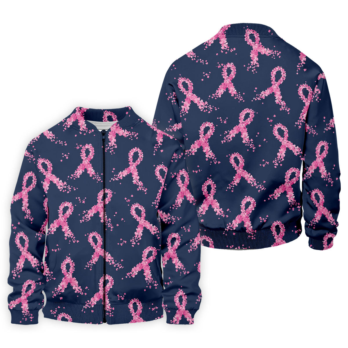 Pink Floral Ribbon Breast Cancer Awareness Polo Shirt, Men's Golf Shirt, Golf Apparel For Men