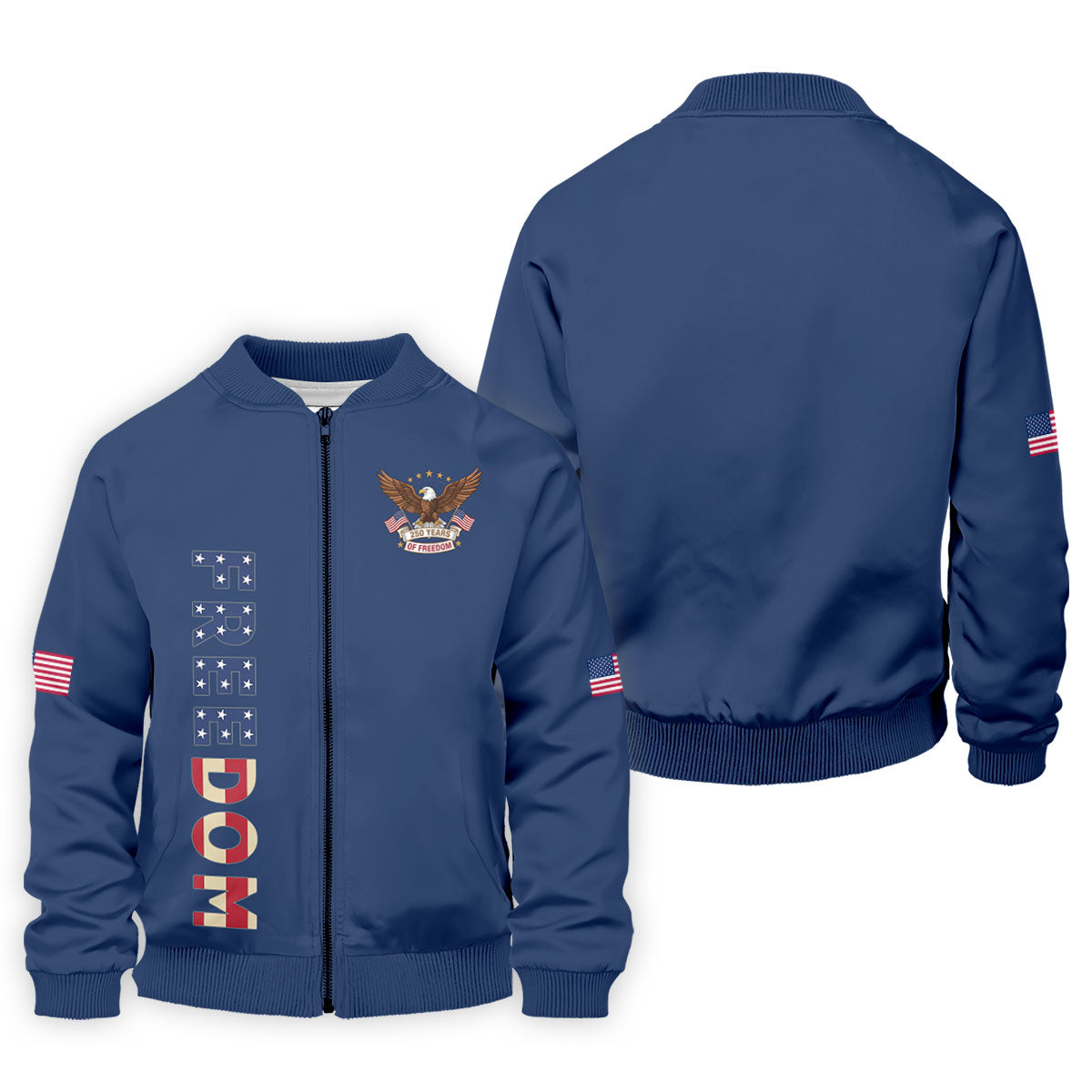 250 Years Of Freedom US Flag Logo Navy Golf Shirt, Patriotic 4th Of July Golf Shirts For Men
