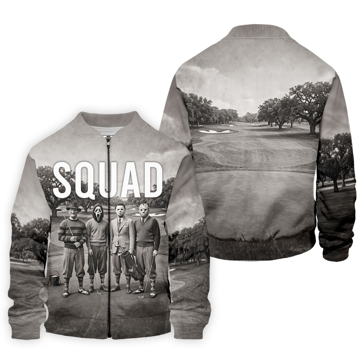 Horror Golfer Squad Halloween Golf Polo Shirt, Golf Shirts For Men, Printed Golf Shirts