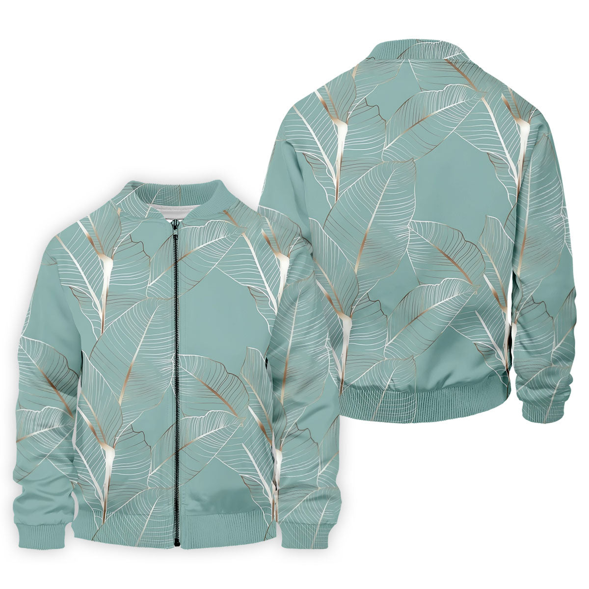Tropical Leaves Blue Grey Golf Shirt, Summer Hawaiian Golf Shirt, Golf Shirts For Men