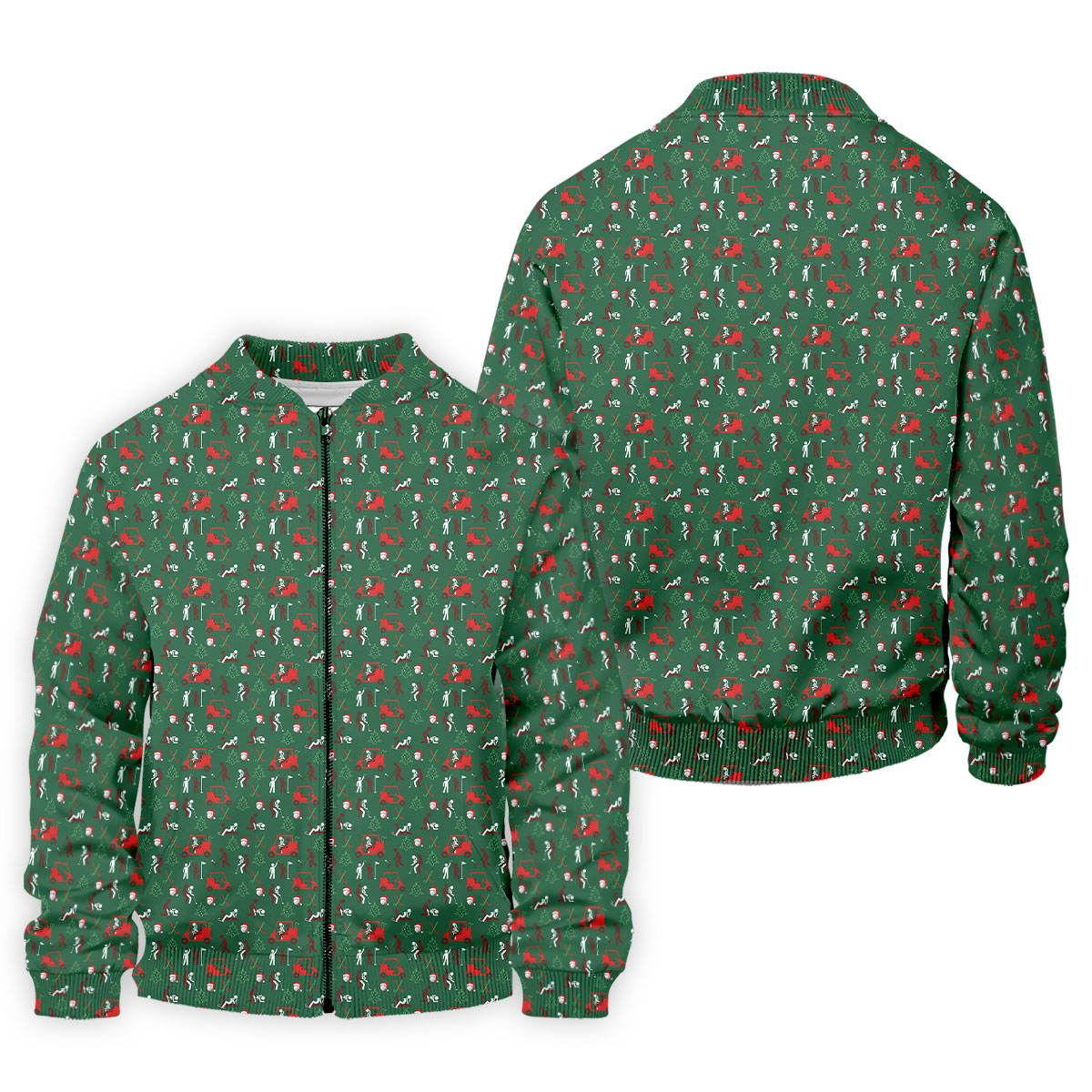 Christmas Golf Cart and Golfer Polo Shirt, Golf Polo Shirts For Men, Mens Golf Shirts