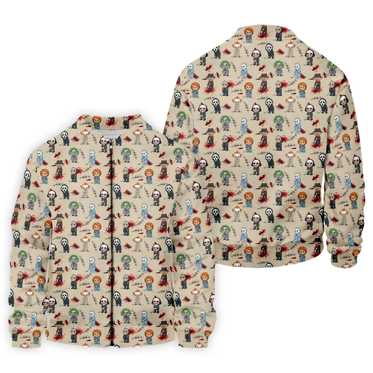 Cute Horror Character Golf Pattern Polo Shirt, Mens Golf Shirts, Hawaiian Golf Shirt