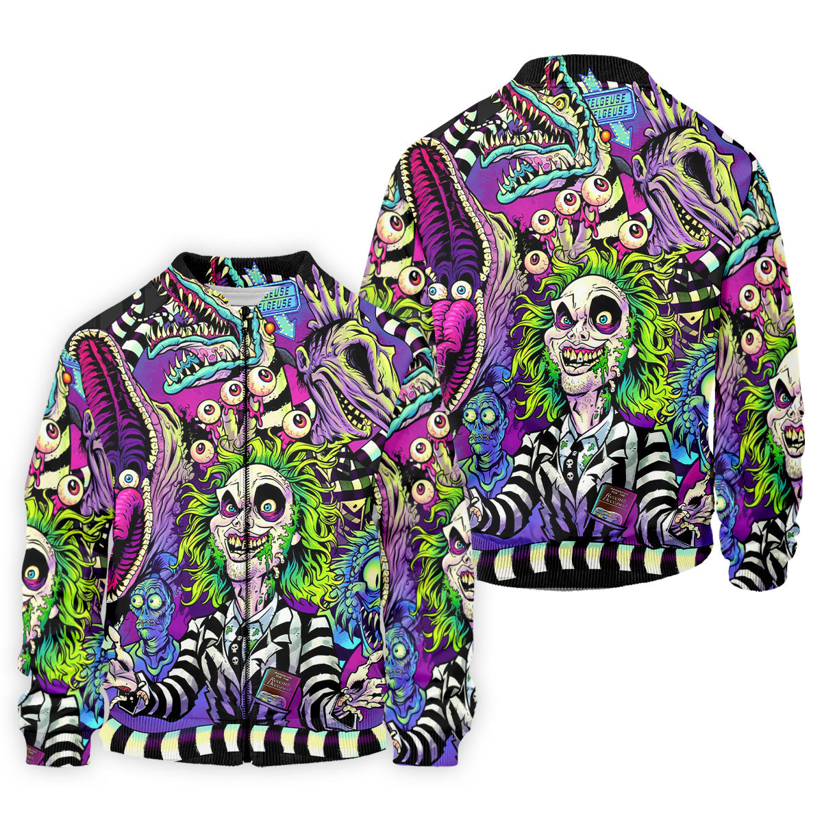 Neon Horror Character Monster Collage Golf Polo Shirt, Mens Polo Shirts, Golf Apparel For Men