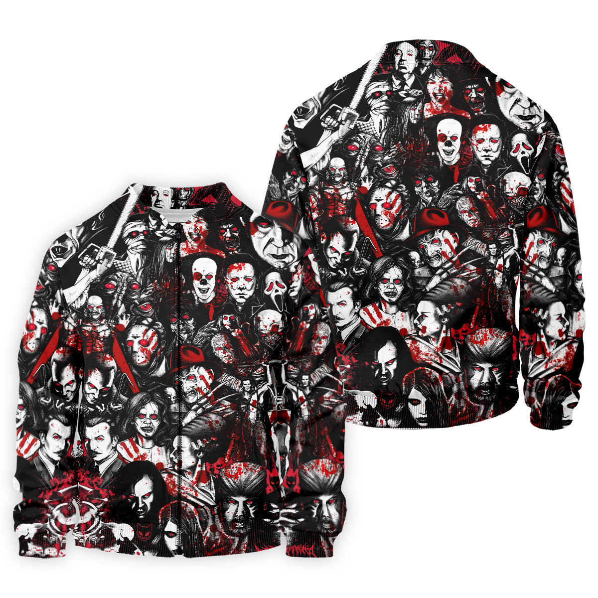 Horror Character Pattern Golf Polo Shirt, Golf Apparel For Men, Mens Polo Halloween Shirts