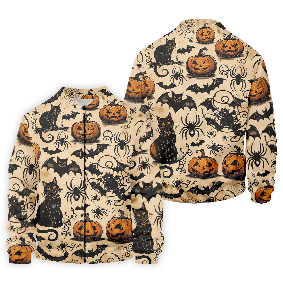 Vintage Halloween Cat Pumpkin Pattern Golf Polo Shirt, Mens Golf Polo, Hawaiian Golf Shirt