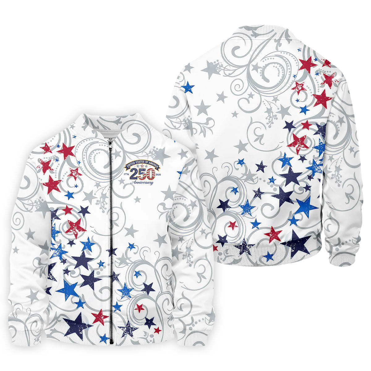 United States Of America 250 Anniversary Patriotic 4th Of July Golf Shirt, Red Blue Stars Golf Shirts For Men