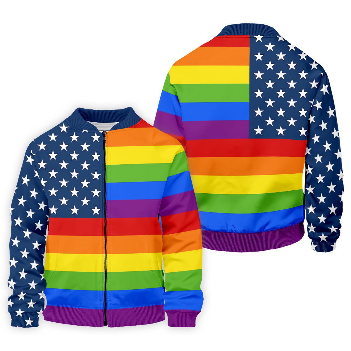 Gay Pride American Flag Golf Tops For Men, Pride Month Golf Shirts For Men