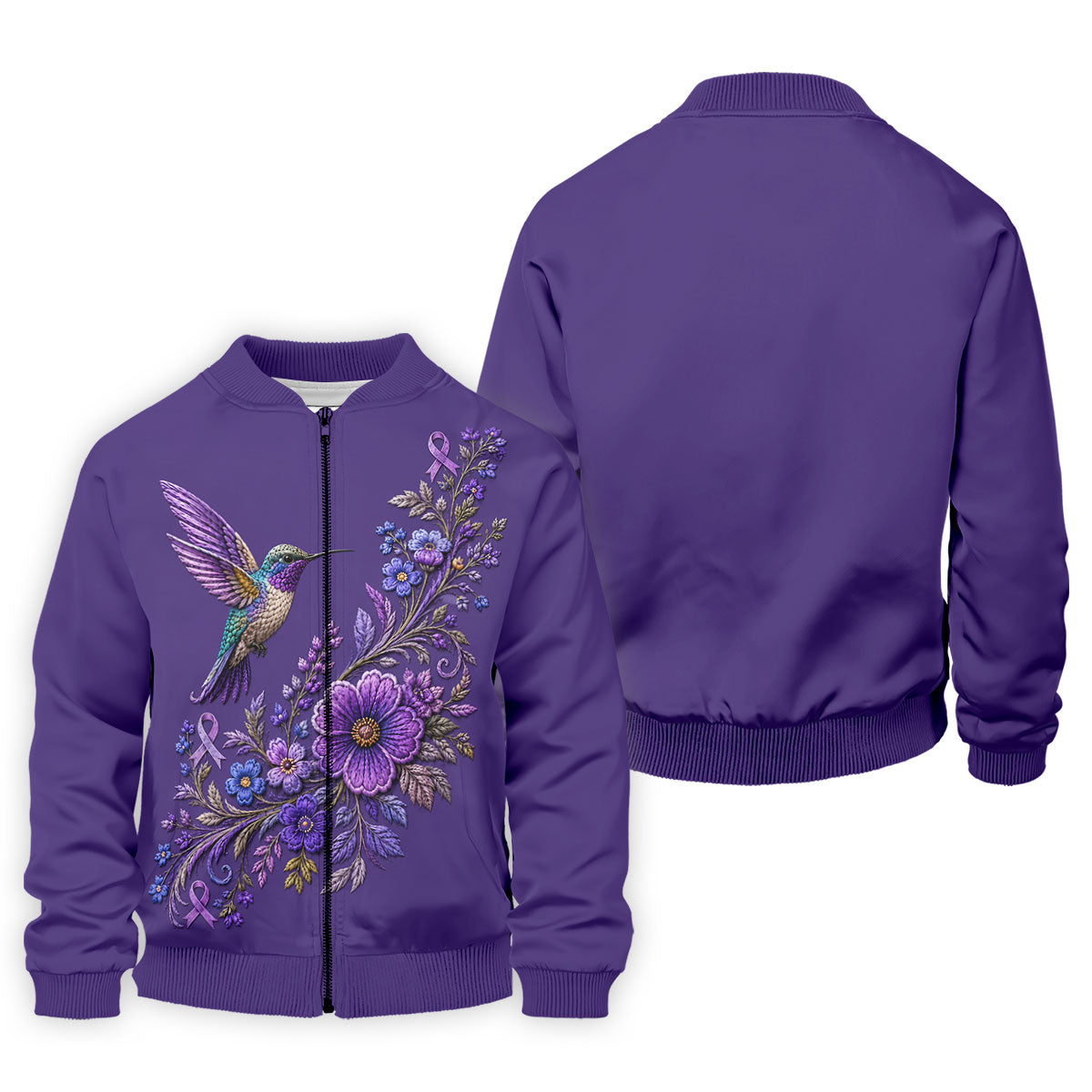 Purple Hummingbird Cancer Awareness Polo Shirt, Golf Shirts For Men, Mens Golf Apparel