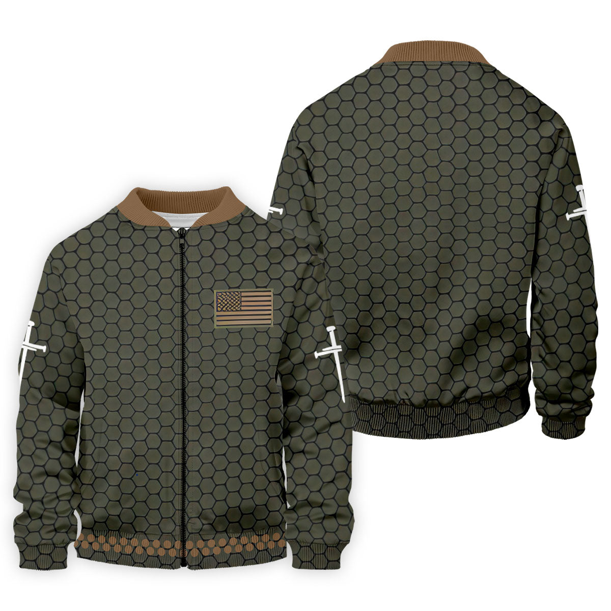 Faith Cross America 250 Anniversary Hexagonal Pattern Patriotic Golf Shirt, Golf Shirts For Men