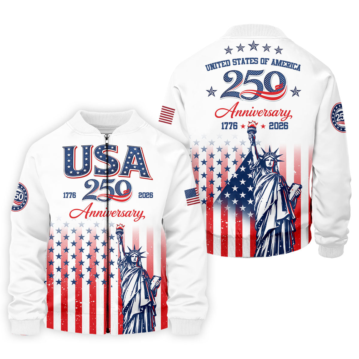 250 Anniversary Statue Of Liberty US Flag Golf Shirt, Patriotic 4th Of July Golf Shirts For Men