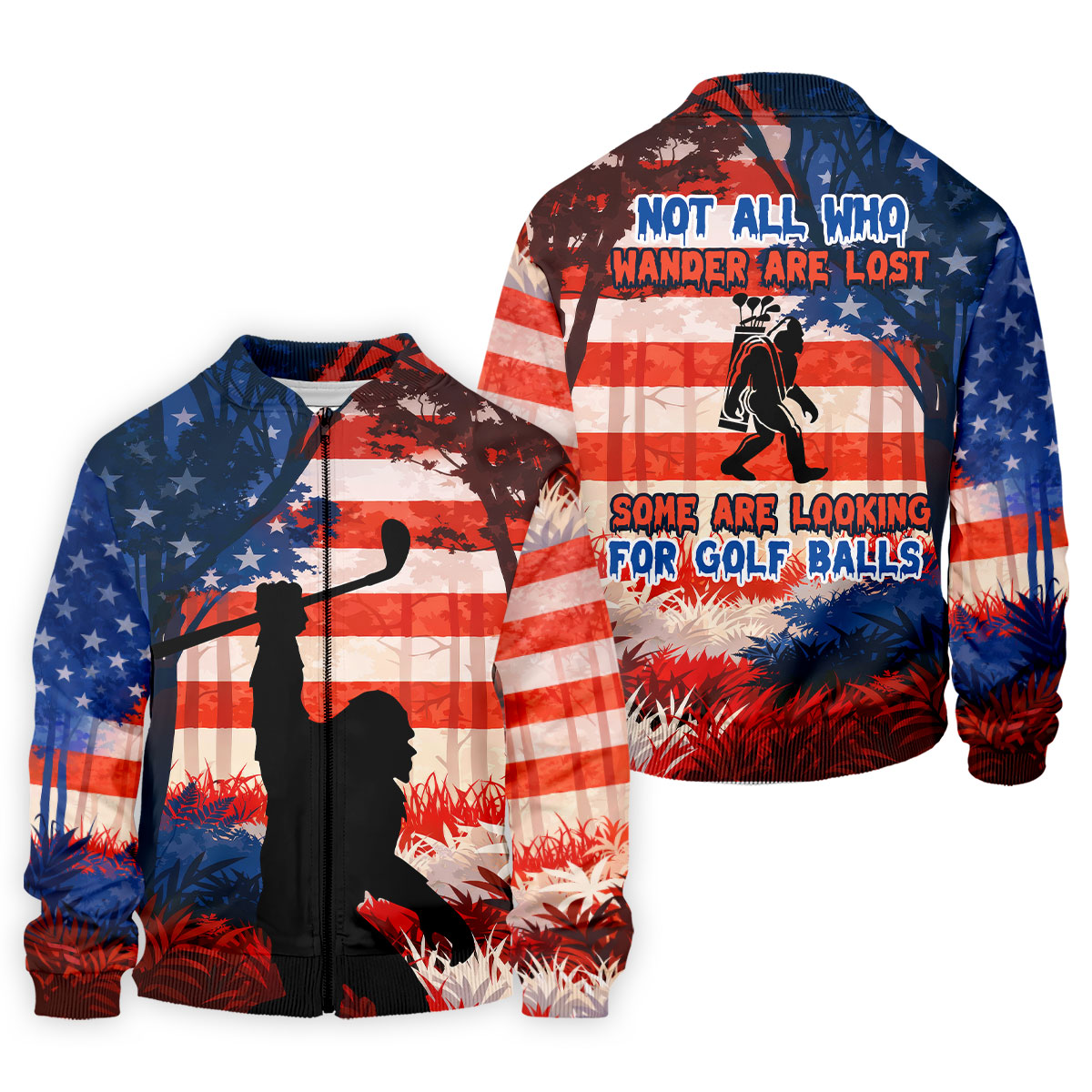 Not All Who Wander Are Lost Funny Bigfoot Golf Tops For Men, 250th Patriotic Golf Shirt, Polo Shirts For Men