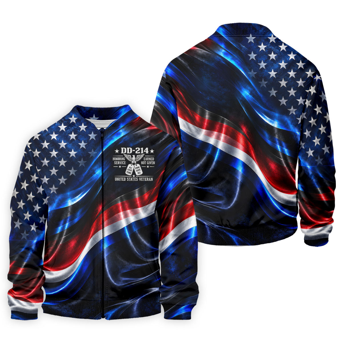 DD-214 Metallic USA Flag Golf Polo Shirt, Veterans Day Shirt, Golf Shirts For Men