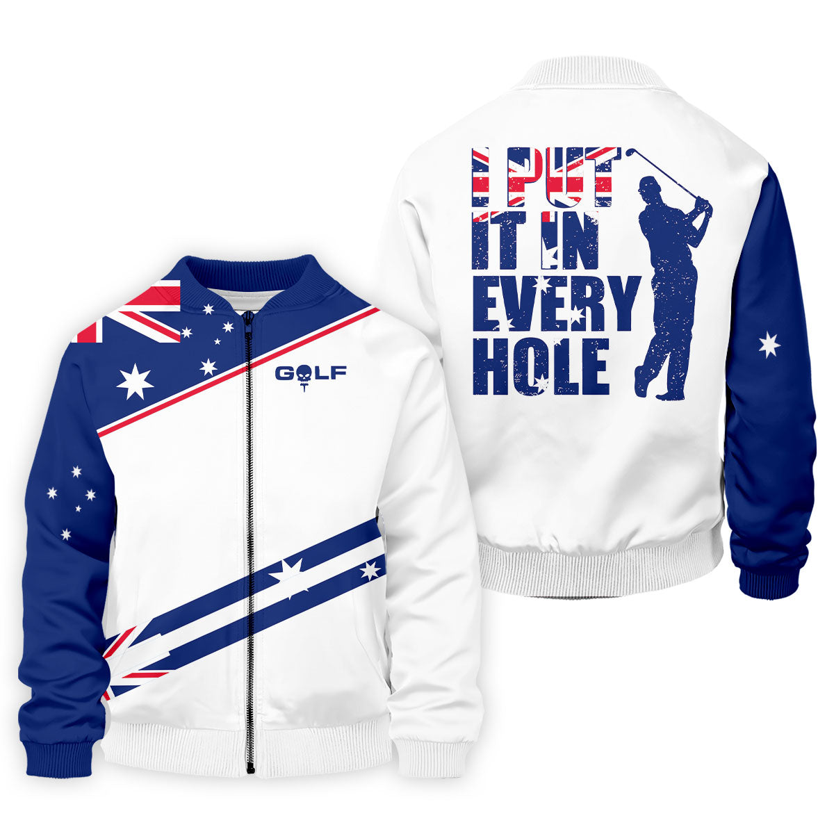 I Put It In Every Hole Australia Flag Print Men's Golf Top, Polo Shirts For Men, Golf Shirts For Men