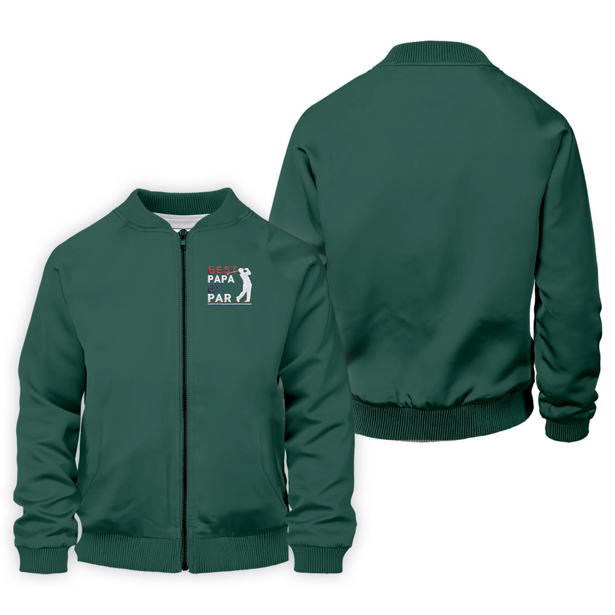 Green Best Papa By Par Embroidered Golf Polo Shirt, Golf Shirts For Men, Printed Golf Shirts