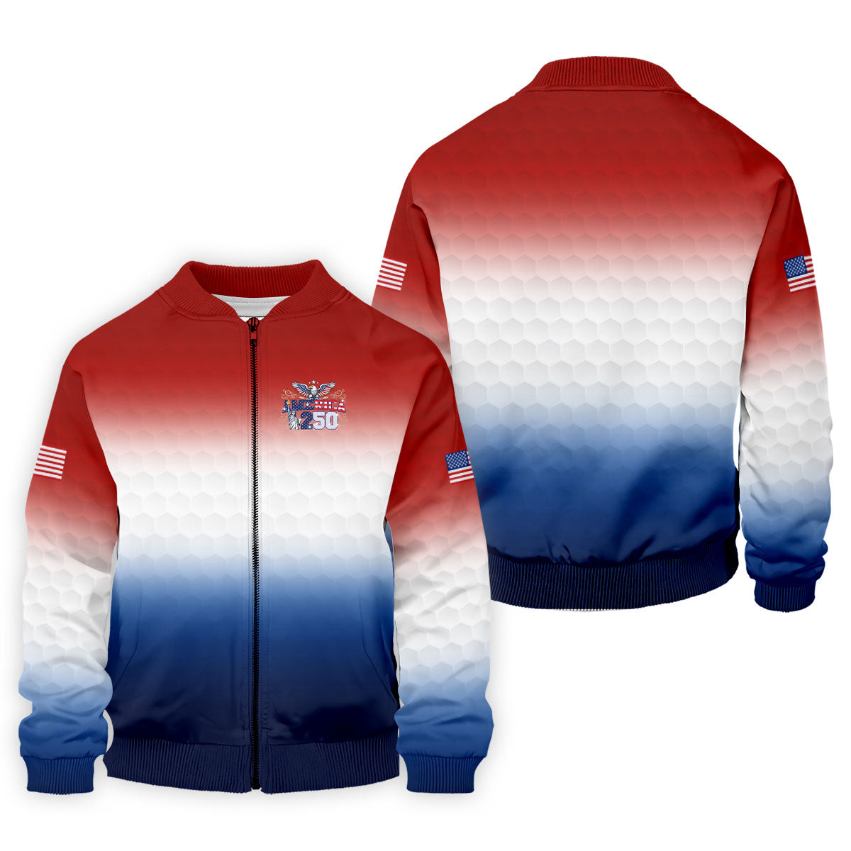 America 250 Red White Blue Golf Ball Pattern US Flag Golf Shirt, Patriotic 4th Of July Golf Shirts For Men