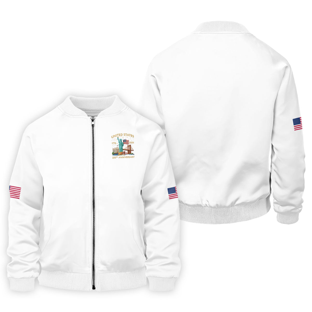 American Symbols White Patriotic Golf Shirt, US 250 Years 4th Of July Golf Shirts For Men